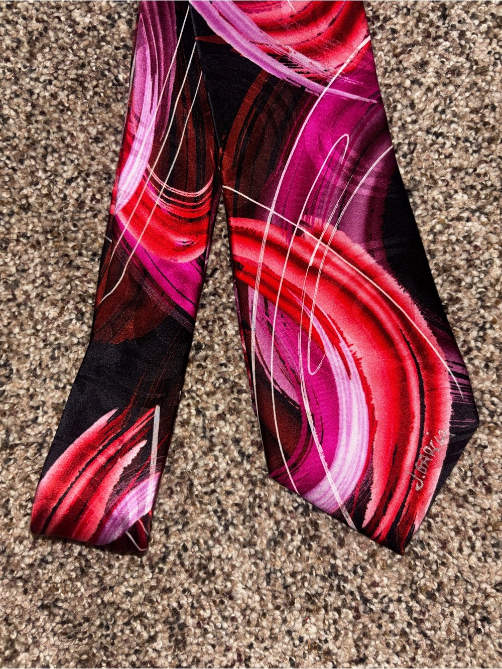 Vintage Jerry Garcia Grateful Dead Abstract 100% Silk Neck Tie Pinks and reds